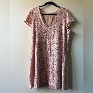 Vintage pink lace mini shift dress